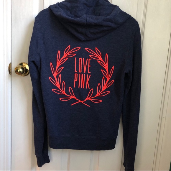 PINK Victoria's Secret Tops - PINK victoria’s Secret navy zip up hoodie small